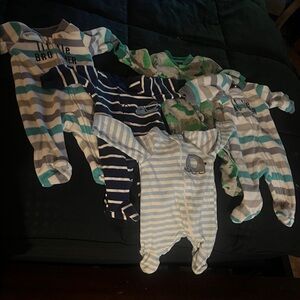 Carter's Blue and Green Dinosaur Footies Set